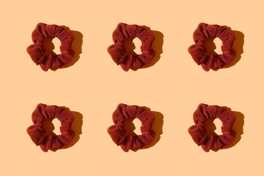 Pattern of brown scrunchies