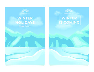 set of winter invitation card poster design illustration