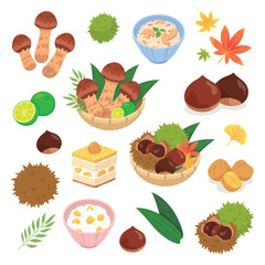 秋の味覚　イラストセット