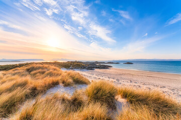 Scenic view of Camusdarach Beach against sky, Lochaber, Scotland, UK