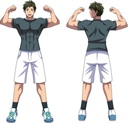Muscle male muscle pose gym instructor
ジム　マッチョ男性 - obrazy, fototapety, plakaty
