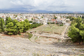 Greece, Argos, antique theater and townscape