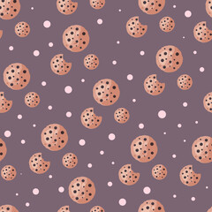 Vector pattern with cookies on a dark background