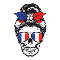 Skull Mom france Headband design on white background. Halloween. skull head logos or icons. vector illustration.