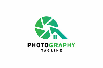home photography studio modern logo design vector graphic, gradation colorful element