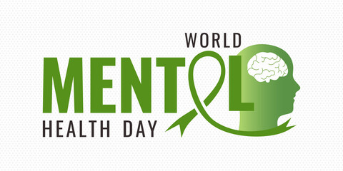World Mental Health Day vector illustration background. October awareness moment. Charity and wellness program.
