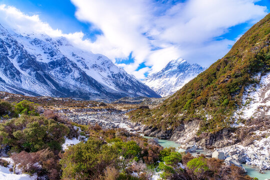 New Zealand, South Island, Scenic mountainous landscape
