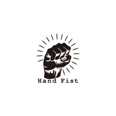 hand fist power symbol silhouette vintage design logo vector