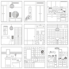 インテリアの線画ベクターイラスト.