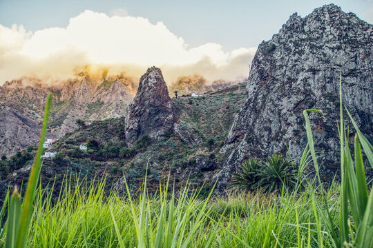 Spain, La Gomera, Hermigua, Roques de San Pedro