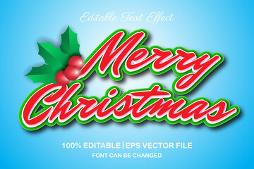 merry christmas editable text effect 3d style