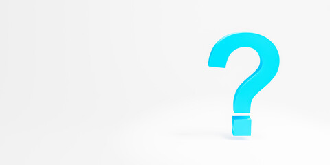 Question mark in blue color and 3D Rendering on white background.
