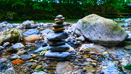 Fototapeta na wymiar Stones in River