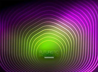 Neon color square shape lines abstract background. Shiny magic energy and motion concept, vector abstract wallpaper background