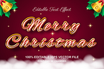 Fototapeta na wymiar merry christmas editable text effect 3d style