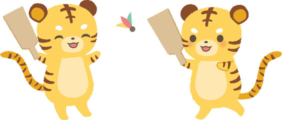 寅年　正月　年賀　羽根つき