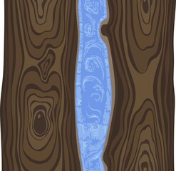 Illustration of a wooden table top with epoxy resin. Vector image for Halloween celebration, ready to use, eps. For your design