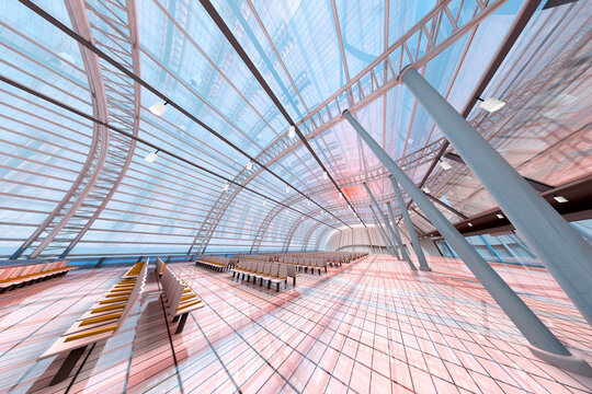 3D Rendered Illustration, Architecture visualization of a airport