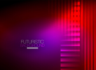 Bright neon color techno abstract background, shiny glowing neon lines in the dark background