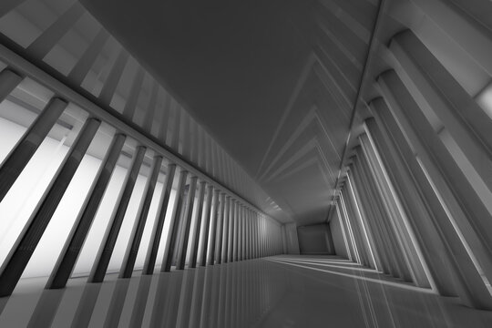 3D Rendered Illustration, Architecture visualisation of a futuristic interior