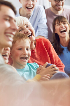 Three generations family having fun at home