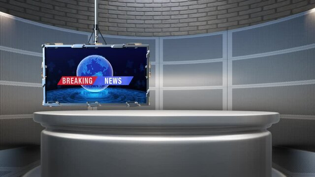 Tv studio. News room. Studio Background loop. Newsroom bakground.Backdrop for any green screen or chroma key video production. 3D rendering