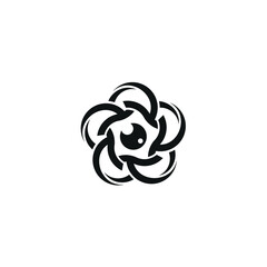 Global Atomic Energy Icon, with Eye Lens Logo Design.