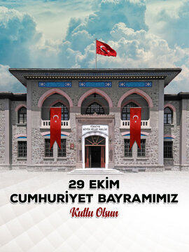 Translation of the text: Happy October 29th Republic Day 
Translation of the text on the building: Grand National Assembly of Turkey