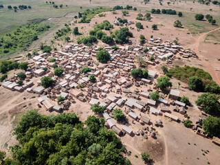 Burkina Faso, Niansongoni, Aerial view of village
