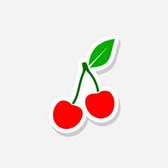 Cherry doodle icon sticker isolated on white background