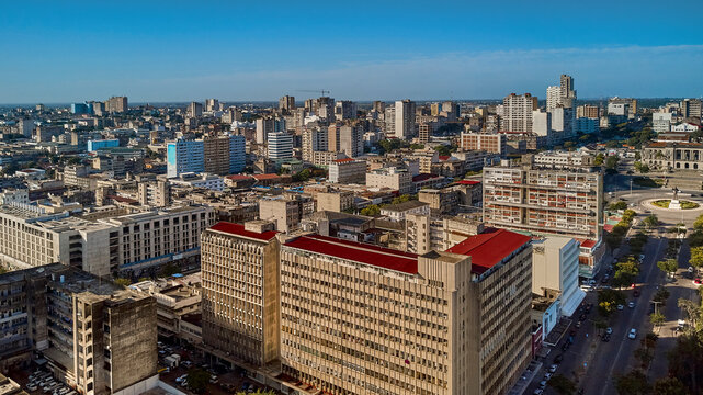 Mozambique, Maputo, Aerial view of Baixa de Maputo downtown