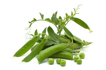 Fresh peas with bean on white - 462805055