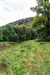 Podyji national park scenery near ruins of Devet mlynu mills in Czech republic