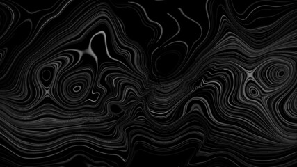 Fototapeta premium Grey refracted liquid linear pattern on black background