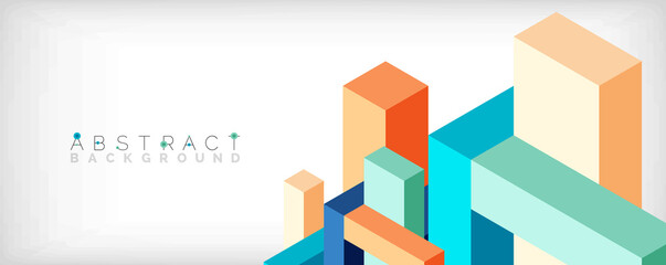 Abstract background. 3d cubes, cubic elements and blocks. Techno or business concept for wallpaper, banner, background, landing page