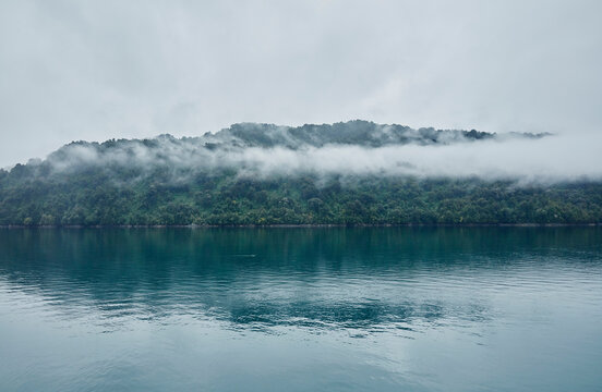 Chile, Hornopiren, island in fjord