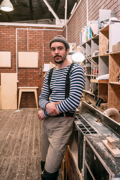 Carpenter looking at camera
