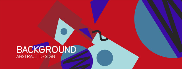 Abstract background. Blocks, lines, triangles, circles composition. Techno or business concept for wallpaper, banner, background, landing page
