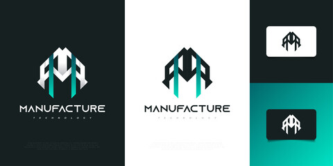 Abstract and Modern Real Estate Logo Design with Letter M and Futuristic Concept