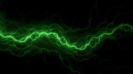 Green lightning, abstract plasma background - 462809007