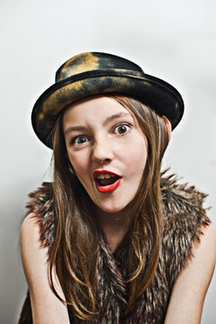 Portrait of girl making a face