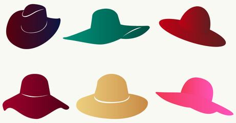 Colorful Women Hats. Set of 6