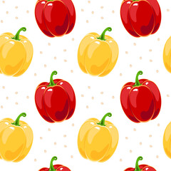 Colorful seamless pattern with bell peppers. Vector background in flat style.