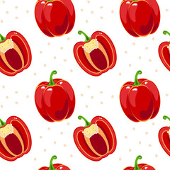 Colorful seamless pattern with bell peppers. Vector background in flat style.