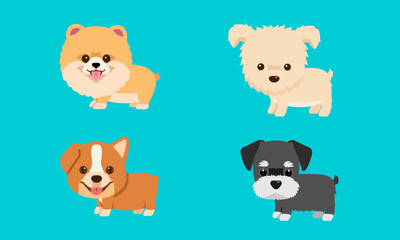 set of different cute puppies vector illustration