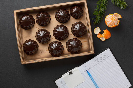 Chocolate and blank notepad page