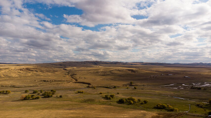 Fototapeta na wymiar Bird view panorama of the steppes