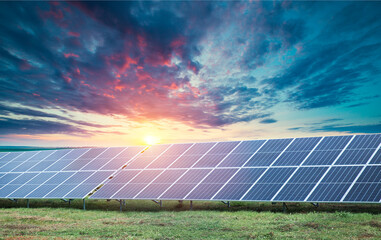 Solar Panels Against The Deep Blue Sky