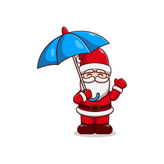 santa claus vector illustration design holding umbrella