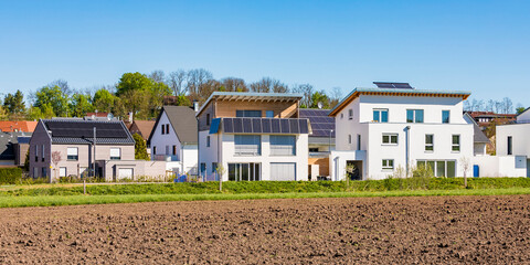 Germany, Magstadt, modern one-family houses with solar thermal energy